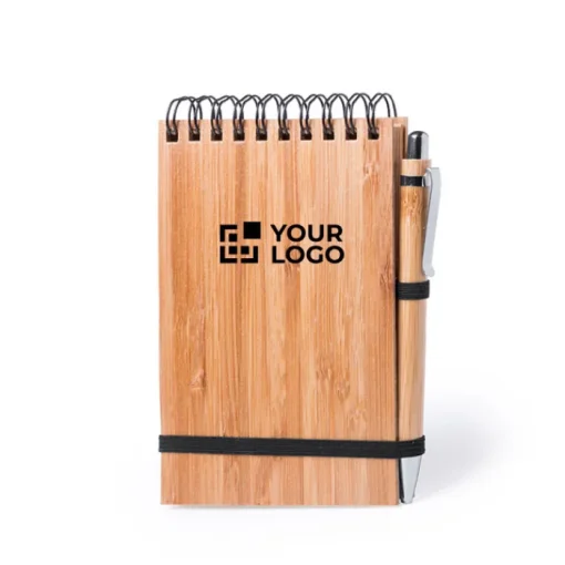 Gift Campaign Block notes con penna A6 copertina in bambù 140 pagine a righe Decor> Taccuini Con Penna|Taccuini Ecologici
