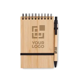 Gift Campaign Block notes con penna ed elastico A6 fogli a righe Bamboo light><noscript><img width=
