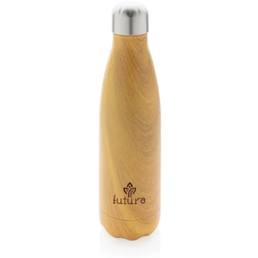 Gift Campaign Borracce con logo in acciaio con trama in legno da 500ml Wood Print> Borracce Termiche|Borracce Di Metallo