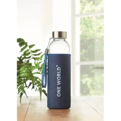 Gift Campaign Borraccia di vetro con custodia in neoprene 500ml Crystal Denim><noscript><img width=