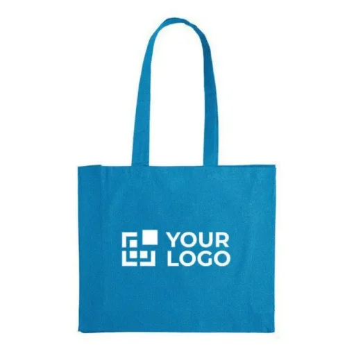 Gift Campaign Borsa colorata di cotone 140 g/m2 OEKO-TEX con soffietto> Shopper In Cotone Personalizzate