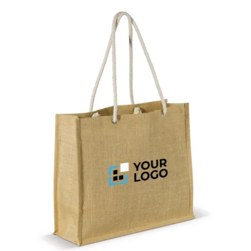 Gift Campaign Borsa di iuta con manici in corda di cotone che trasporta massimo 8 kg> Borse In Juta