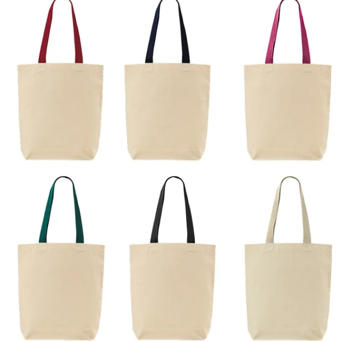 Gift Campaign Borsa in cotone con soffietto inferiore e manici colorati 180 g/m2> Shopper In Cotone Personalizzate