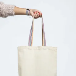 Gift Campaign Borsa in cotone con soffietto inferiore e manici colorati 180 g/m2><noscript><img width=