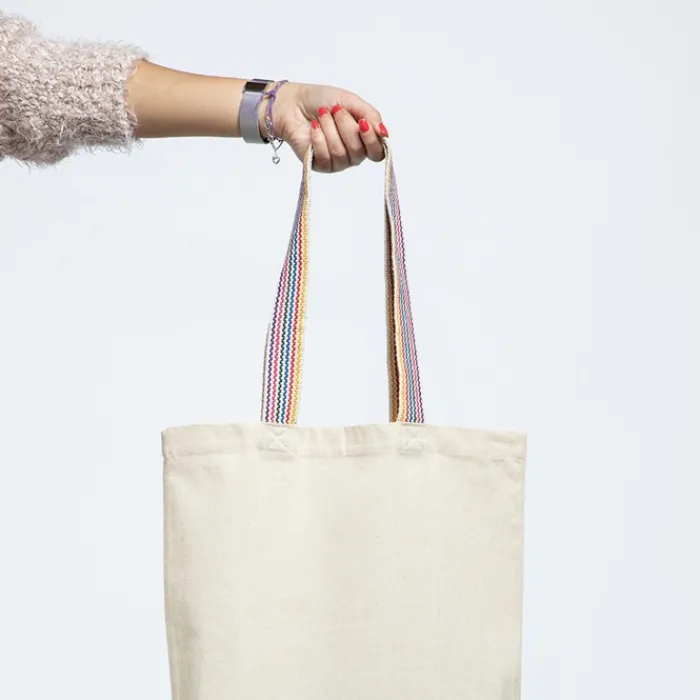 Gift Campaign Borsa in cotone con soffietto inferiore e manici colorati 180 g/m2> Shopper In Cotone Personalizzate