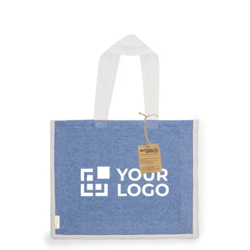 Gift Campaign Borsa in cotone riciclato e iuta con manici lunghi 140g/m2.> Borse Per La Spesa