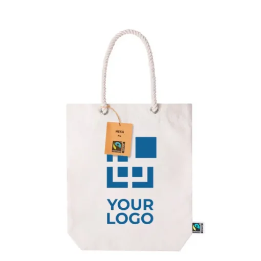 Gift Campaign Borsa in cotone riciclato Fairtrade con manici lunghi in corda 280g/m2> Shopper In Cotone Personalizzate