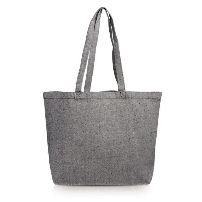 Gift Campaign Borsa in cotone riciclato con effetto mélange e soffietto 280 g/m2> Borse Per La Spesa|Shopper In Cotone Personalizzate