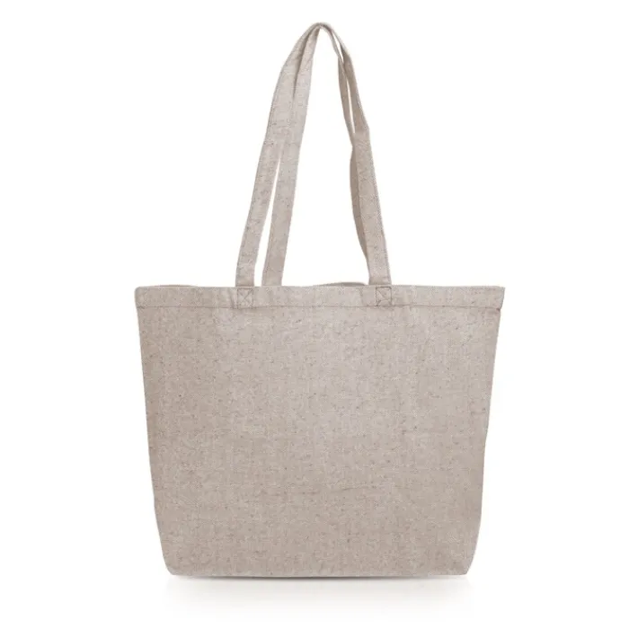 Gift Campaign Borsa in cotone riciclato con effetto mélange e soffietto 280 g/m2> Borse Per La Spesa|Shopper In Cotone Personalizzate