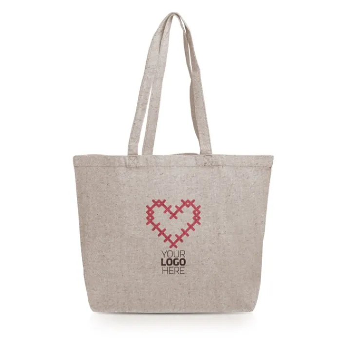 Gift Campaign Borsa in cotone riciclato con effetto mélange e soffietto 280 g/m2> Borse Per La Spesa|Shopper In Cotone Personalizzate