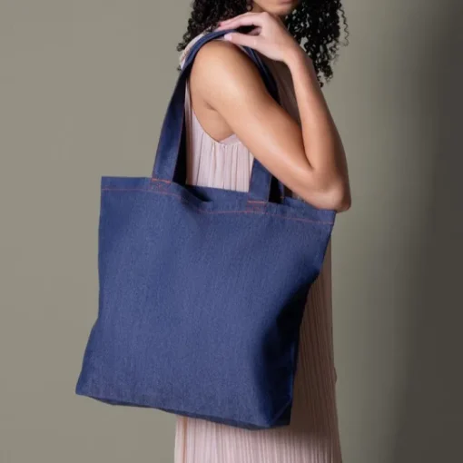 Gift Campaign Borsa in denim riciclato personalizzabile con manici lunghi 280 g/m2> Shopper In Cotone Personalizzate