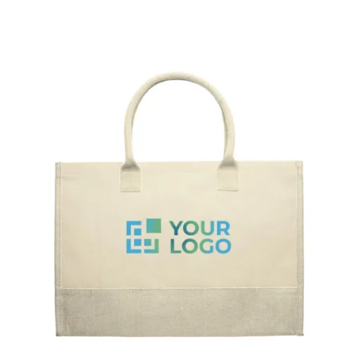 Gift Campaign Borsa in iuta da 340g/m2 e tela da 280g/m2 con manici corti in cotone> Borse Per La Spesa|Borse In Juta
