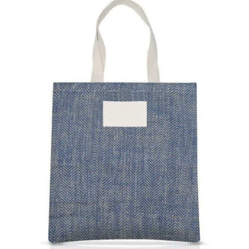 Gift Campaign Borsa in juta con manici in cotone e tessuto con motivo a zig-zag> Borse In Juta