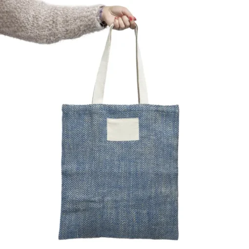 Gift Campaign Borsa in juta con manici in cotone e tessuto con motivo a zig-zag> Borse In Juta