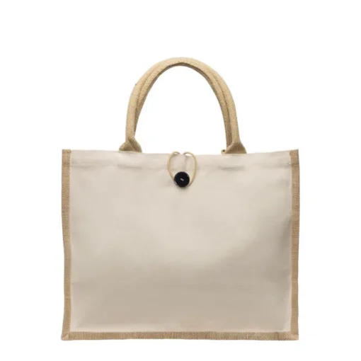 Gift Campaign Borsa in juta e cotone con chiusura a bottone e manici corti 310 g/m2> Borse In Juta|Shopper In Cotone Personalizzate
