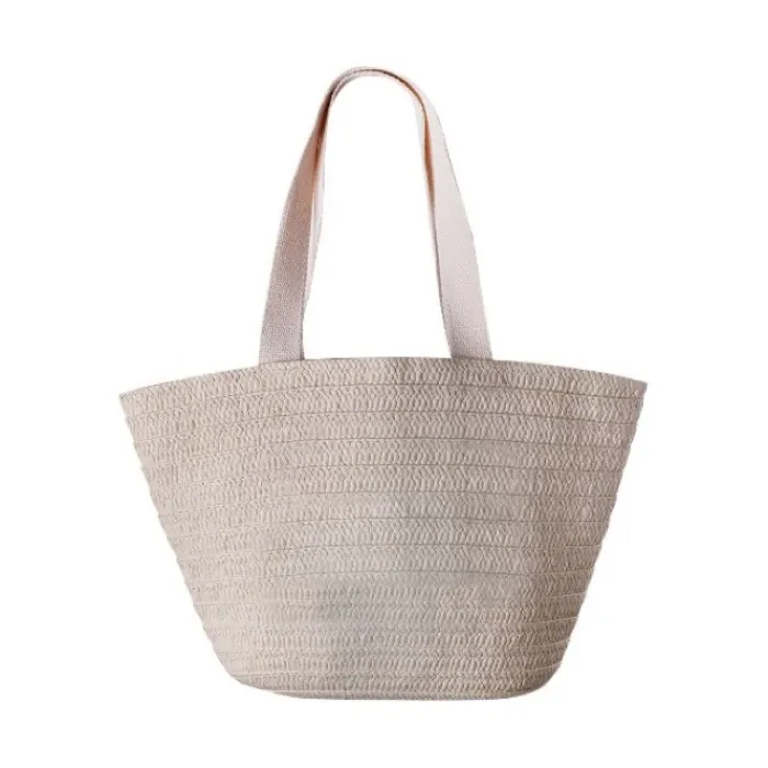 Gift Campaign Borsa mare in carta di paglia con manici e tasca esterna in cotone> Borse In Juta