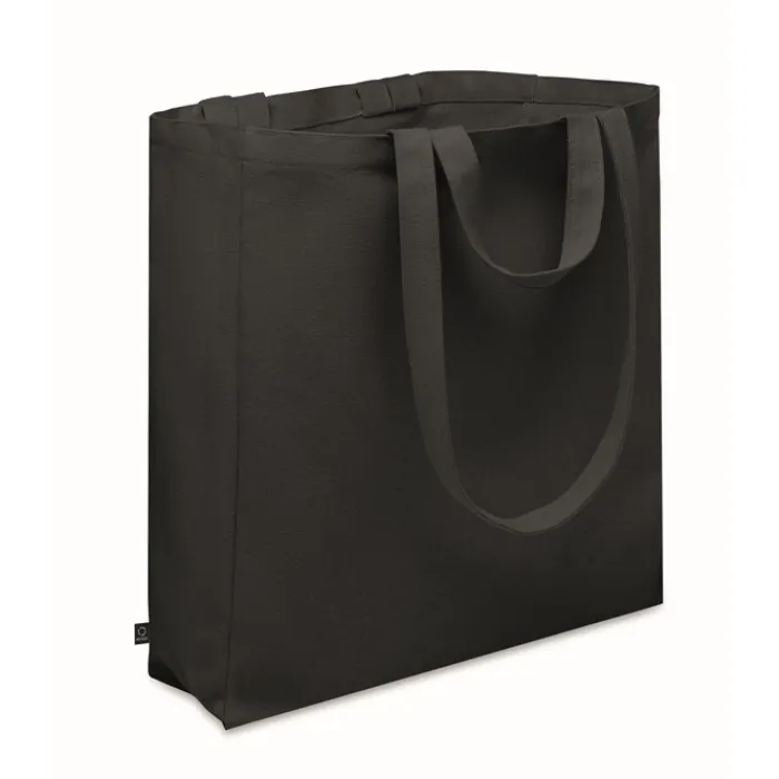 Gift Campaign Borsa per la spesa con tasca laterale in poli cotone riciclato 380g/m²> Shopper In Cotone Personalizzate|Borse Per La Spesa