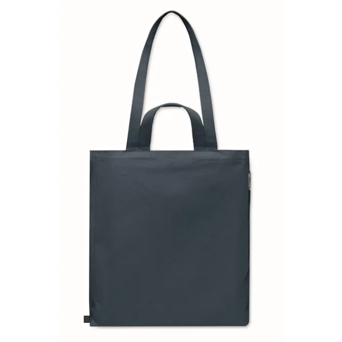 Gift Campaign Borsa per la spesa con tasca laterale in poli cotone riciclato 380g/m²> Shopper In Cotone Personalizzate|Borse Per La Spesa