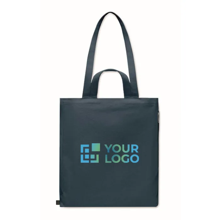 Gift Campaign Borsa per la spesa con tasca laterale in poli cotone riciclato 380g/m²> Shopper In Cotone Personalizzate|Borse Per La Spesa