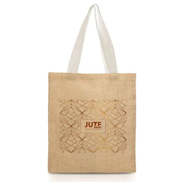 Gift Campaign Borsa per la spesa in juta con manici in cotone colorati 265 g/m2> Borse In Juta