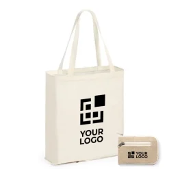 Gift Campaign Borsa pieghevole chiusura a cerniera con dettagli in juta 110 g/m2 Jute><noscript><img width=