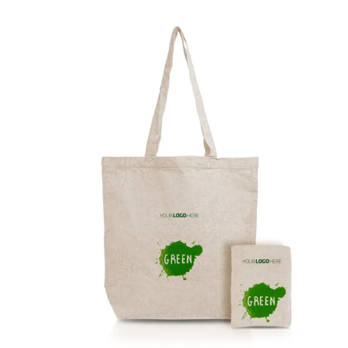 Gift Campaign Borsa pieghevole in cotone riciclato con tasca interna 190 g/m2> Shopper In Cotone Personalizzate