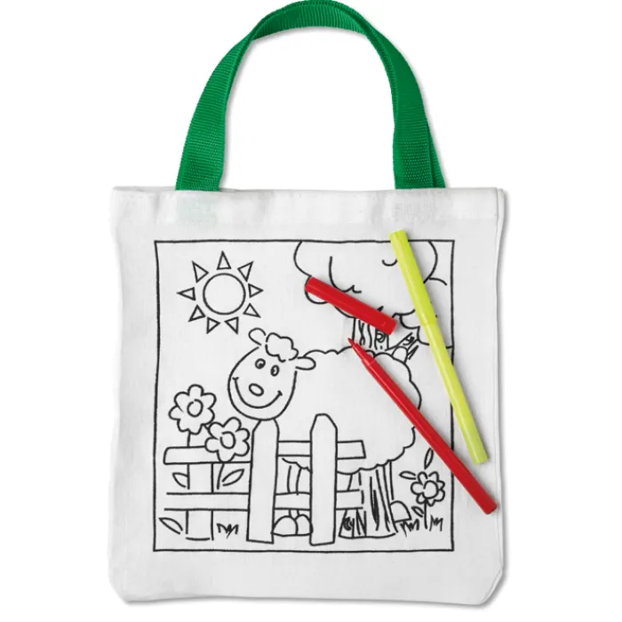 Gift Campaign Borsa shopper colorabile con 5 pennarelli in cotone 200 g/m2 Canvas> Regali Per Bambini|Matite Colorate