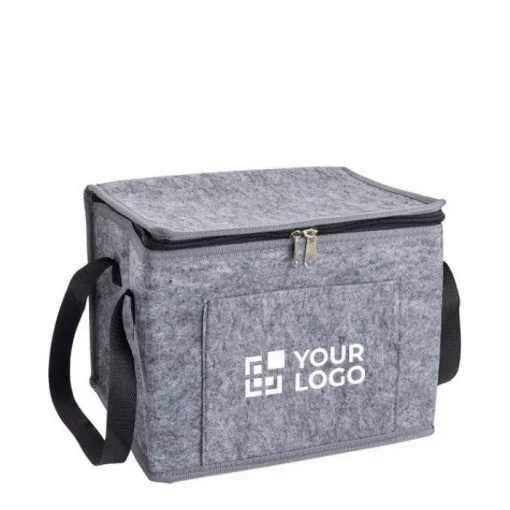 Gift Campaign Borsa termica con logo in feltro RPET con tasca frontale> Borse Termiche