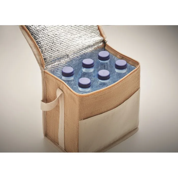 Gift Campaign Borsa termica in juta e cotone con tasca frontale e capacità di 3l> Borse Termiche