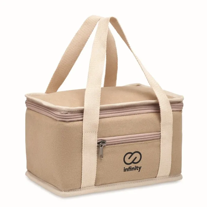 Gift Campaign Borse frigo con logo in tela con tracolla cotone per 6 lattine Compect> Borse Termiche