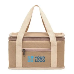 Gift Campaign Borse frigo con logo in tela con tracolla cotone per 6 lattine Compect></noscript> Borse Termiche