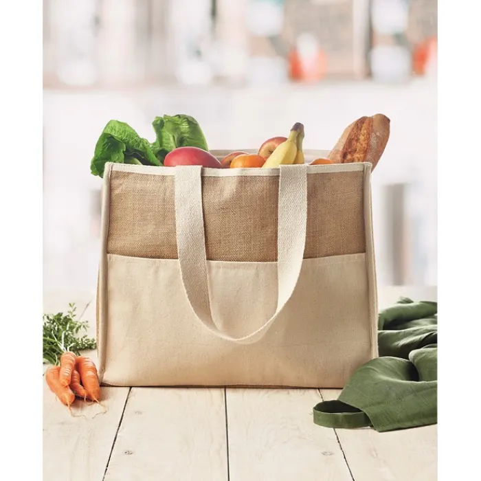 Gift Campaign Borse in juta e canvas personalizzate chiusura in velcro RealFood> Borse In Juta