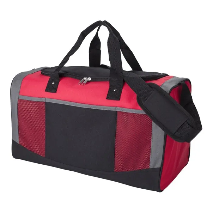 Gift Campaign Borsone sportivo a tre colori in poliestere 600D con tasche a rete> Borse Da Palestra