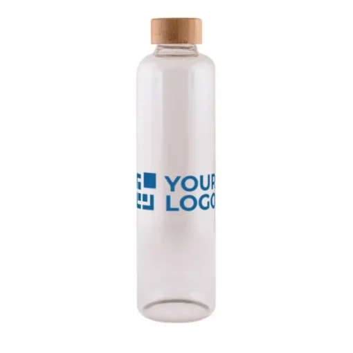 Gift Campaign Bottiglia in vetro borosilicato con tappo in bambù da 1L> Borracce In Plastica