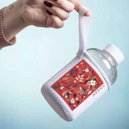 Gift Campaign Bottiglietta in vetro con logo con custodia 600ml Softshell> Borracce In Vetro