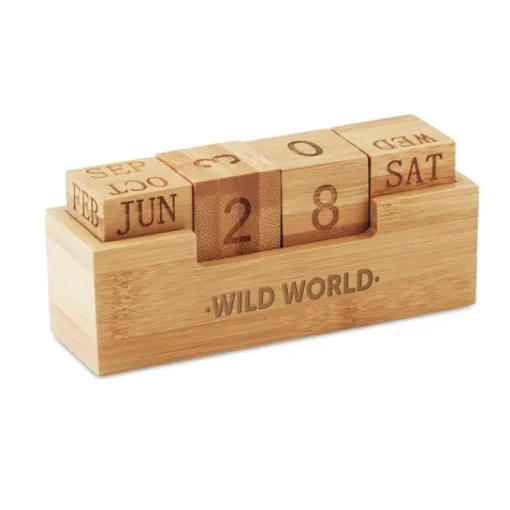 Gift Campaign Calendario promozionale perpetuo da scrivania in bamboo Bamboo> Gadget Per L'Ufficio
