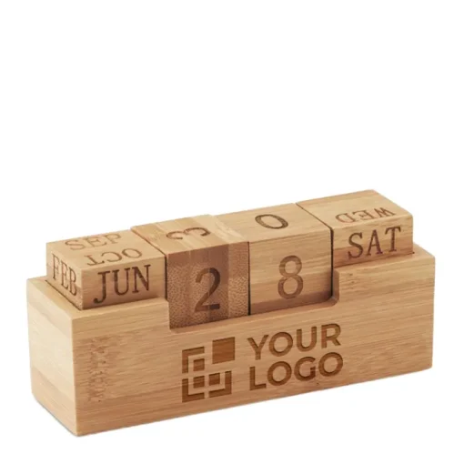 Gift Campaign Calendario promozionale perpetuo da scrivania in bamboo Bamboo> Gadget Per L'Ufficio
