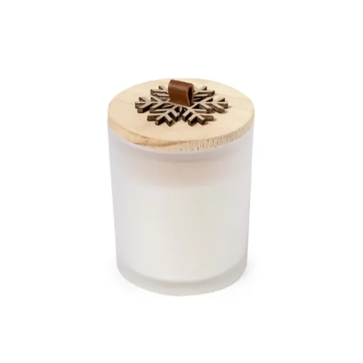 Gift Campaign Candela alla vaniglia con fiocco di neve in rilievo sul coperchio> Candele|Gadget Natalizi