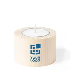 Gift Campaign Candela classica al profumo di vaniglia con base in legno Base></noscript> Candele