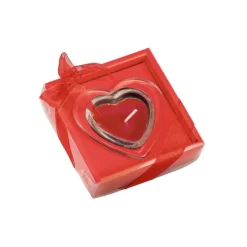 Gift Campaign Candela con base di vetro a forma di cuore in scatola regalo Valentine> Candele