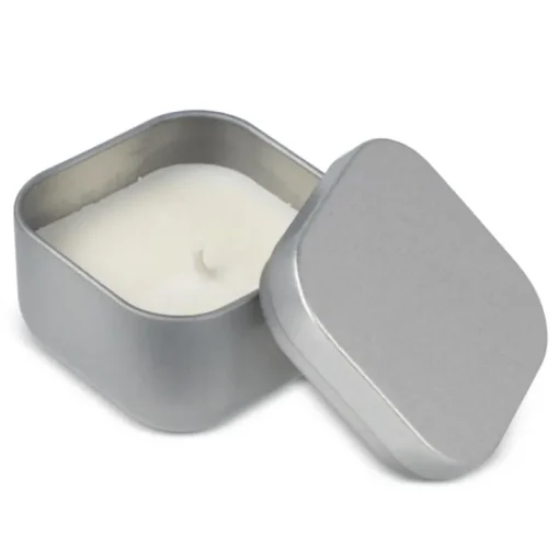 Gift Campaign Candela in cera vegetale profumo vaniglia in barattolo in metallo> Candele