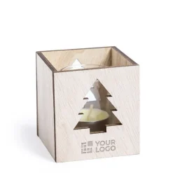 Gift Campaign Candela personalizzata alla vaniglia dentro un box di legno Xmas Tree></noscript> Candele|Gadget Natalizi