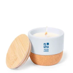 Gift Campaign Candela profumata al lino in barattolino con base in sughero></noscript> Candele