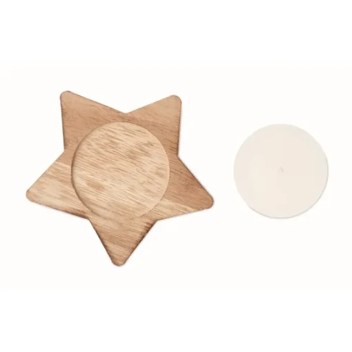 Gift Campaign Candela profumata personalizzata con base in legno a forma di Stella> Gadget Natalizi
