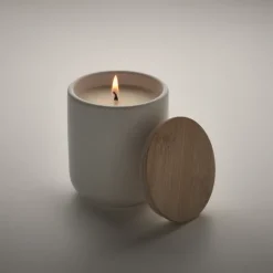 Gift Campaign Candela promozionale cera vegetale da 200 gr con aroma di lino fresco></noscript> Candele