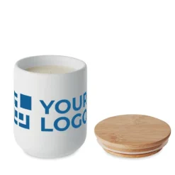 Gift Campaign Candela promozionale cera vegetale da 200 gr con aroma di lino fresco></noscript> Candele