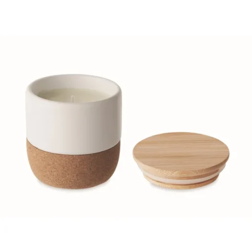 Gift Campaign Candele in cera vegetale al profumo di lino con tappo in bambù> Candele