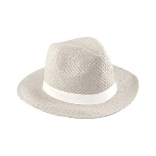 Gift Campaign Cappello di carta classico a tesa larga con nastro personalizzabile> Cappelli Di Paglia Personalizzati