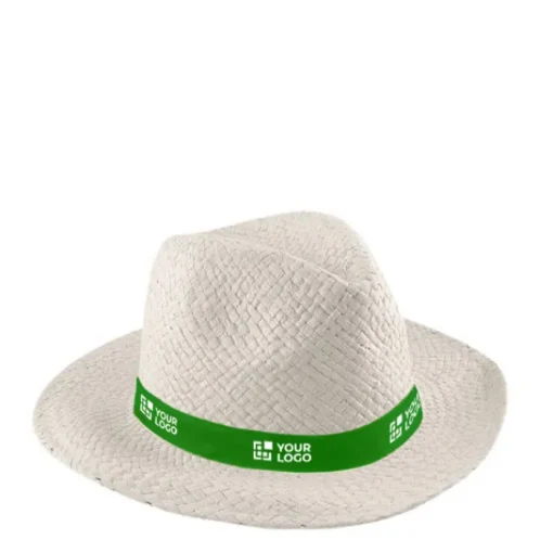 Gift Campaign Cappello di carta classico a tesa larga con nastro personalizzabile> Cappelli Di Paglia Personalizzati