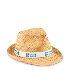Gift Campaign Cappello di paglia pubblicitario con nastro bianco o nero Havana><noscript><img width=